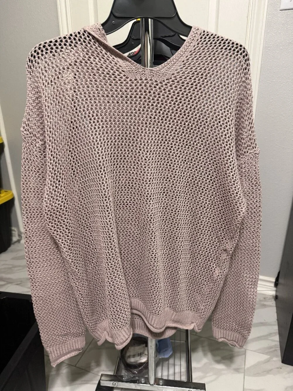 Women's Oversized Cable Knit Hoodie Sweater - XL